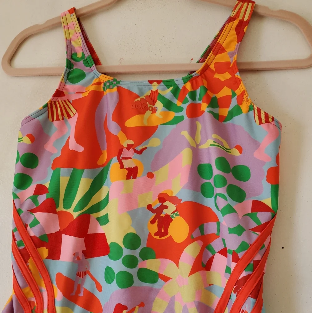 New Women's Adidas Farm Pearl Citrine One Piece Swimsuit‎ Size 12 NWT